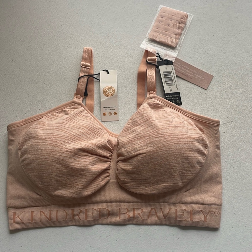 Kindred Bravely Peach Maternity Nursing Bra, color is pink heather size X-Large